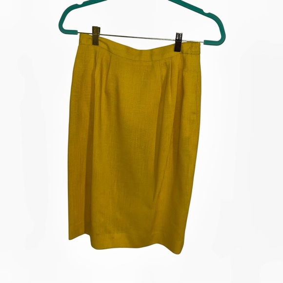 Vintage Gilmor Yellow Pencil Skirt Jacket Blazer Suit Set 8 retro 80s 90s - Picture 7 of 10